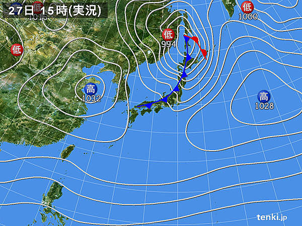 実況天気図(2017年01月27日)