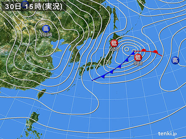 実況天気図(2017年01月30日)