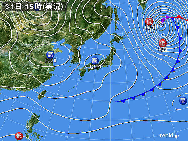 実況天気図(2017年01月31日)