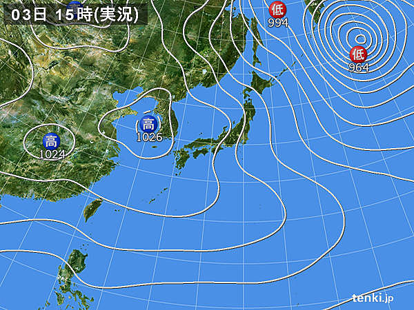 実況天気図(2017年02月03日)