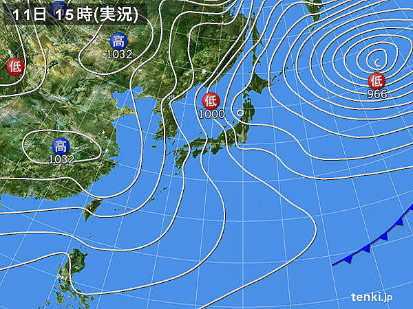実況天気図(2017年02月11日)