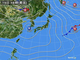 実況天気図(2017年02月15日)