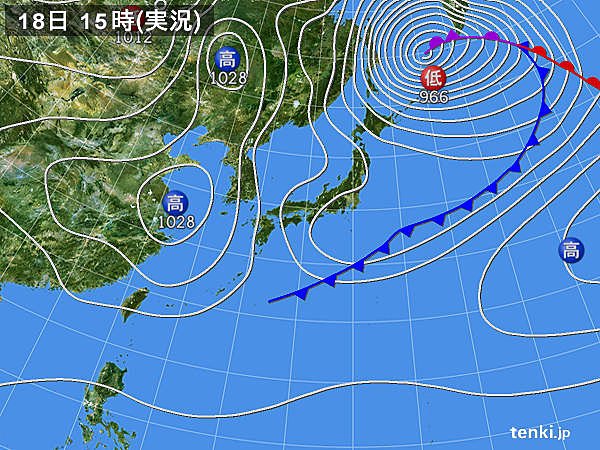 実況天気図(2017年02月18日)