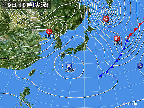 実況天気図(2017年02月19日)