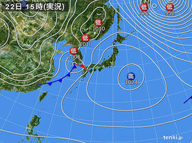 実況天気図(2017年02月22日)