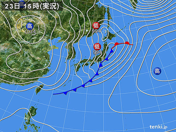 実況天気図(2017年02月23日)