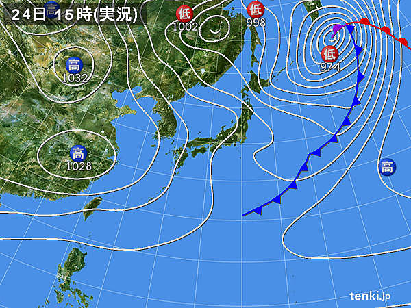 実況天気図(2017年02月24日)