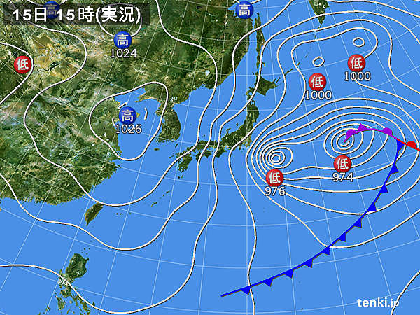 実況天気図(2017年03月15日)