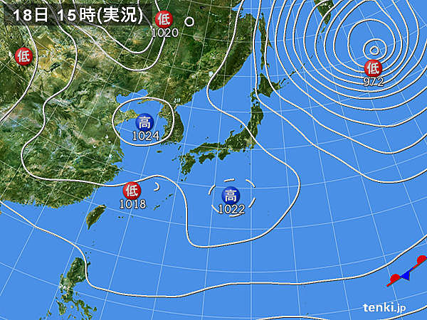 実況天気図(2017年03月18日)