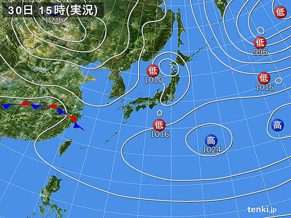 実況天気図(2017年03月30日)