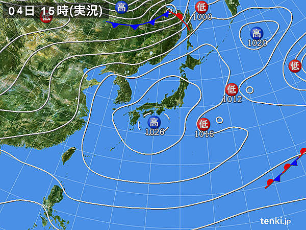 実況天気図(2017年04月04日)