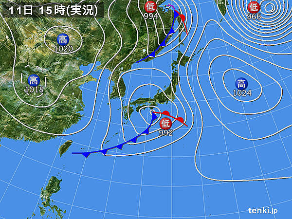 実況天気図(2017年04月11日)