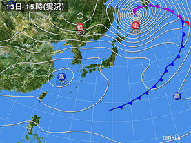 実況天気図(2017年04月13日)