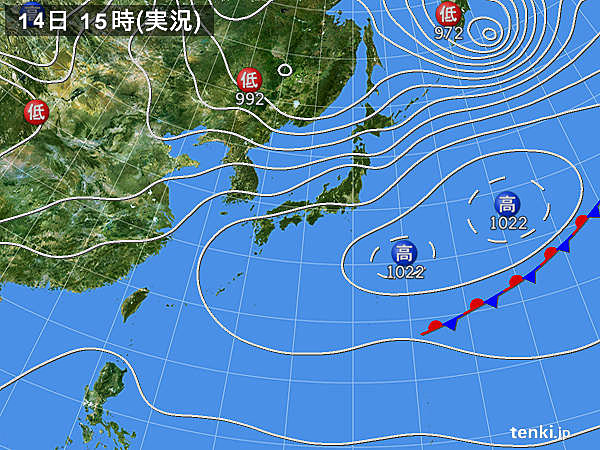 実況天気図(2017年04月14日)