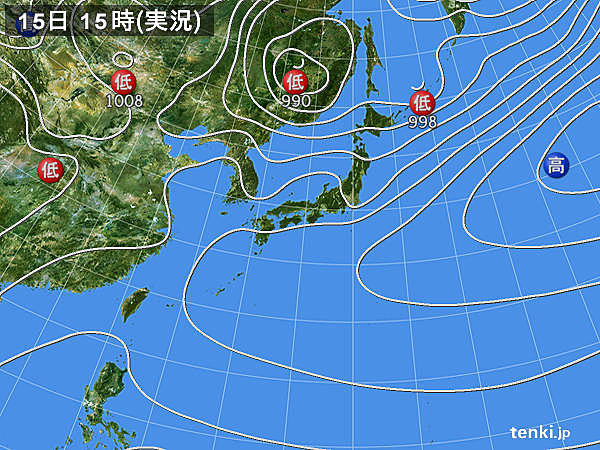 実況天気図(2017年04月15日)