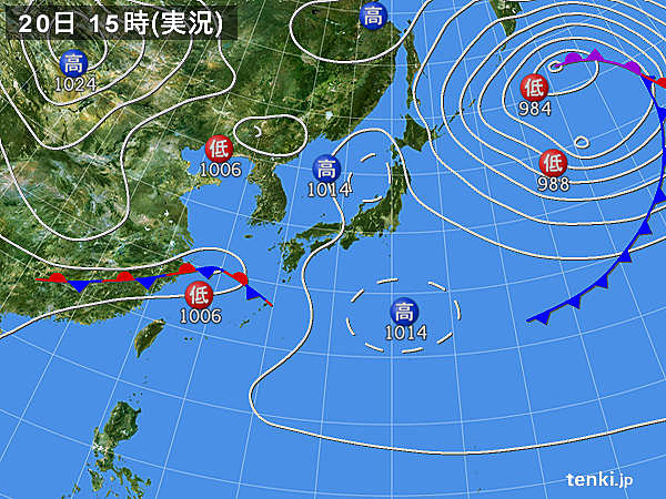 実況天気図(2017年04月20日)