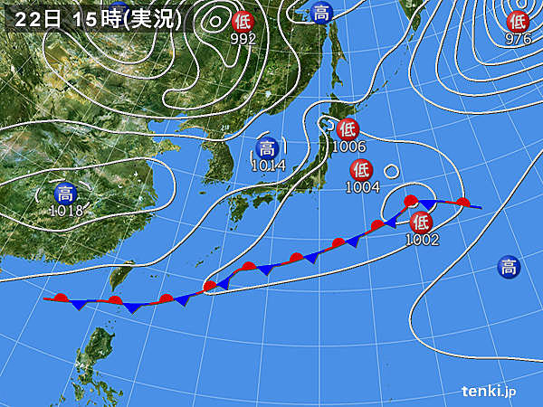 実況天気図(2017年04月22日)