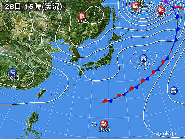 実況天気図(2017年04月28日)