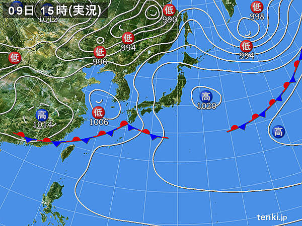 実況天気図(2017年05月09日)