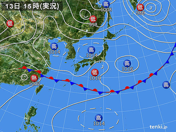 実況天気図(2017年06月13日)