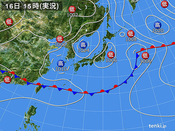 実況天気図(2017年06月16日)