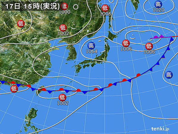 実況天気図(2017年06月17日)