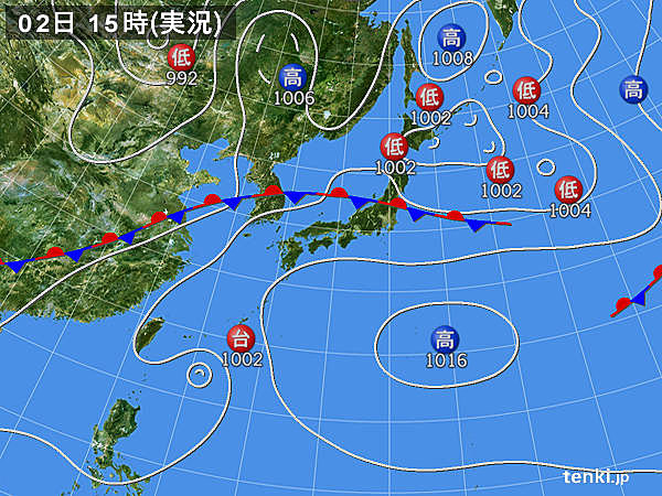 実況天気図(2017年07月02日)