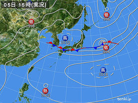 実況天気図(2017年07月05日)