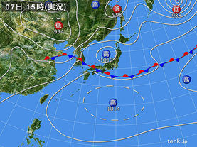 実況天気図(2017年07月07日)