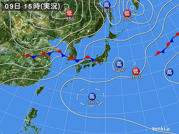 実況天気図(2017年07月09日)