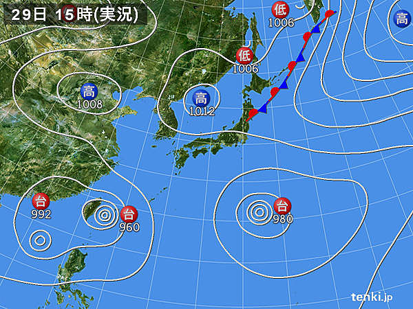 実況天気図(2017年07月29日)