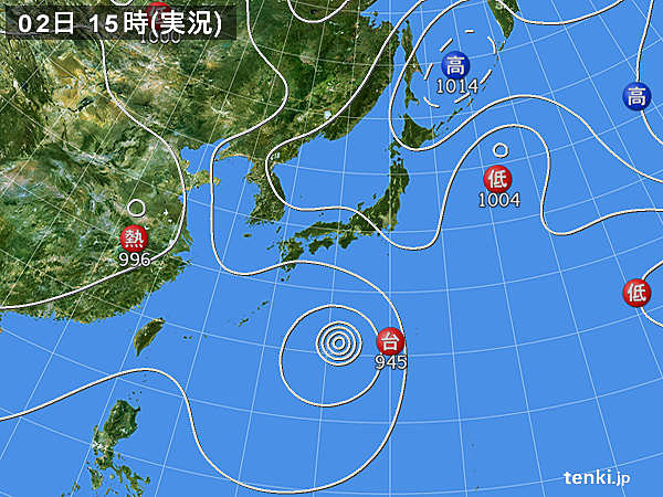 実況天気図(2017年08月02日)