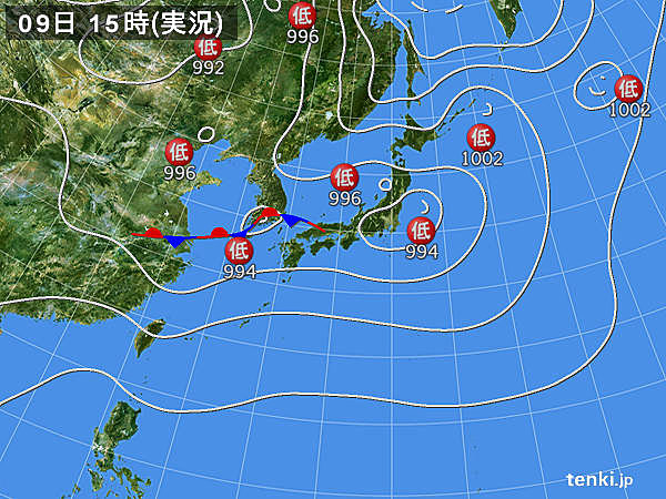 実況天気図(2017年08月09日)