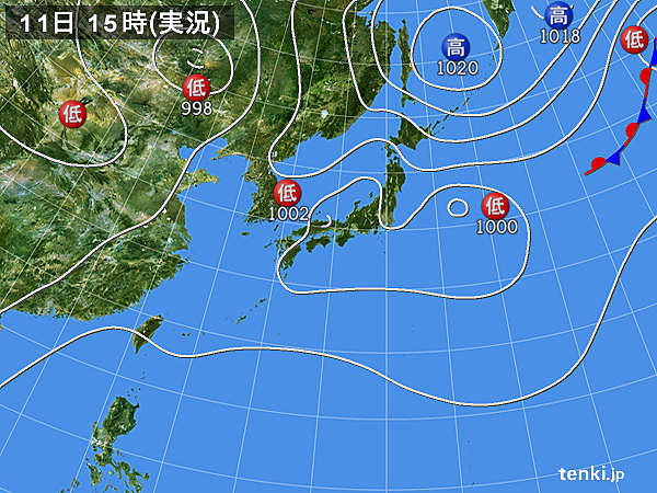 実況天気図(2017年08月11日)