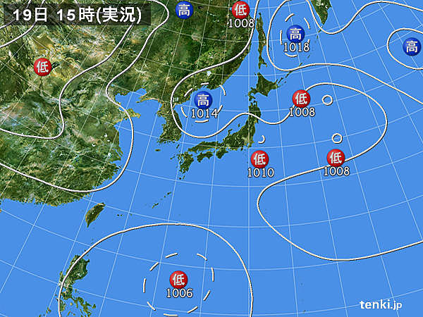 実況天気図(2017年08月19日)