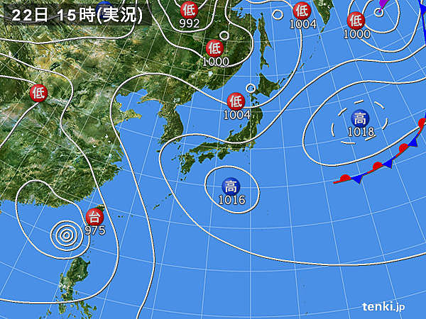 実況天気図(2017年08月22日)