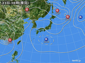 実況天気図(2017年08月23日)