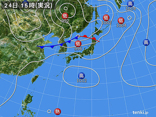 実況天気図(2017年08月24日)