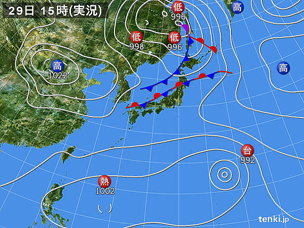 実況天気図(2017年08月29日)