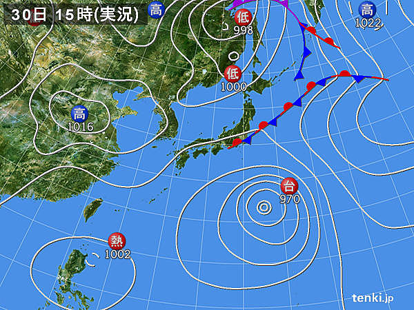 実況天気図(2017年08月30日)