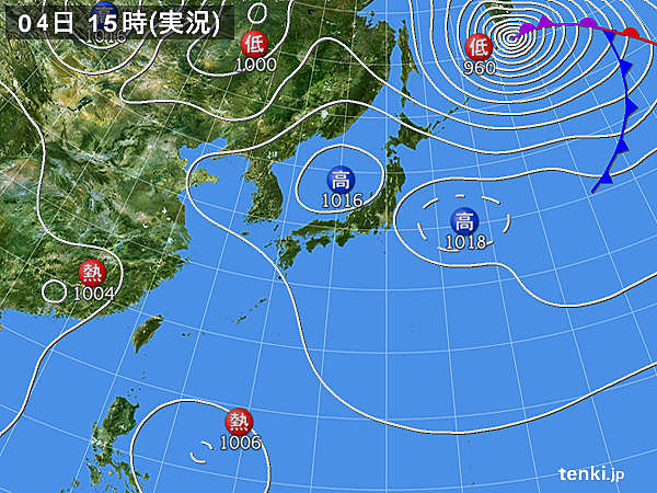 実況天気図(2017年09月04日)