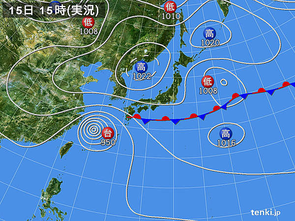 実況天気図(2017年09月15日)