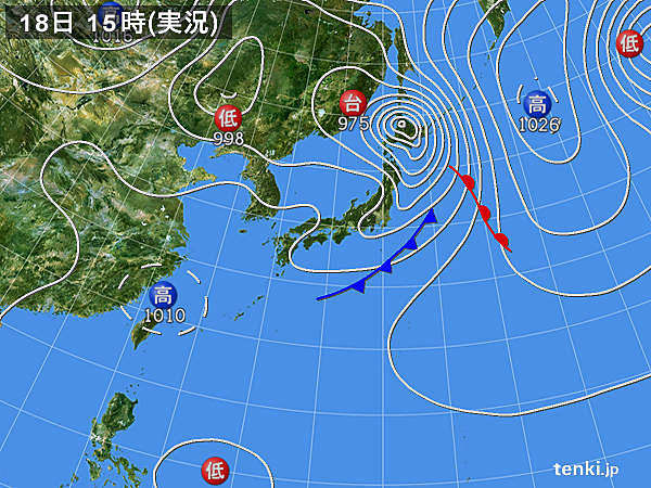 実況天気図(2017年09月18日)