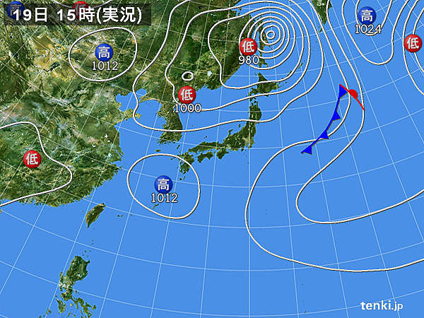 実況天気図(2017年09月19日)