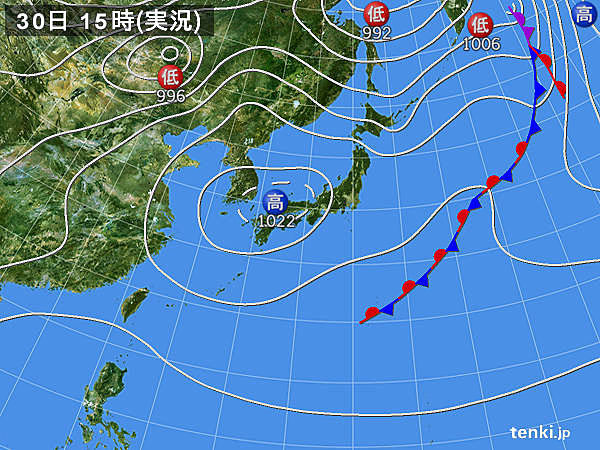 実況天気図(2017年09月30日)