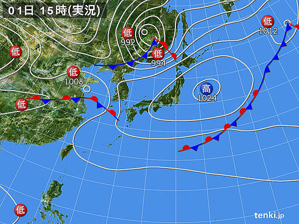 実況天気図(2017年10月01日)