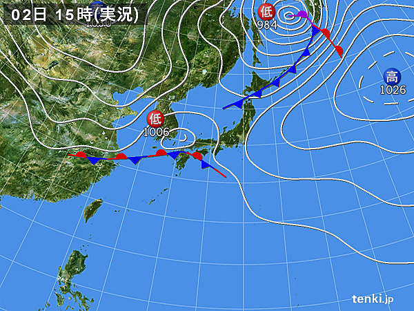 実況天気図(2017年10月02日)
