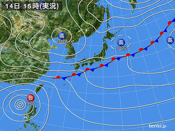 実況天気図(2017年10月14日)