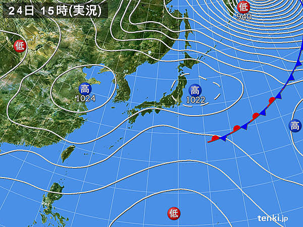 実況天気図(2017年10月24日)