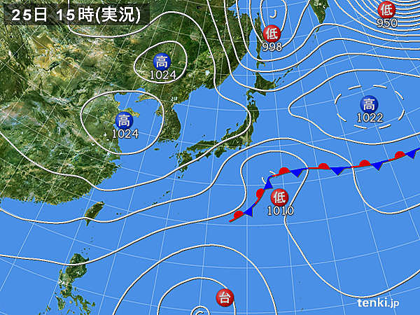 実況天気図(2017年10月25日)